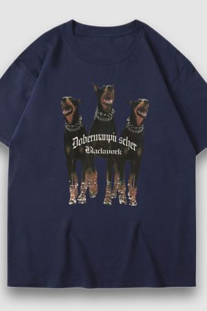 Style Core Aesthetics, New Style Trends Vintage Doberman Pinscher Print Tee