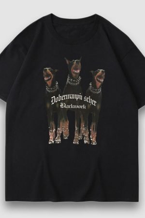 Style Core Aesthetics, New Style Trends Vintage Doberman Pinscher Print Tee