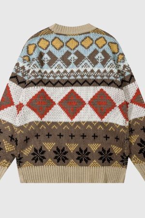 Style Core Aesthetics, New Style Trends Vintage Elements Loose Knit Sweater