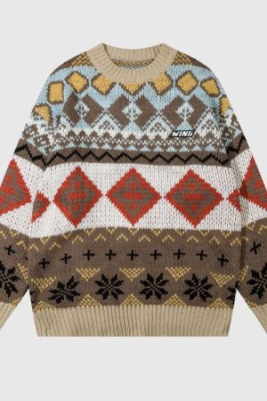 Style Core Aesthetics, New Style Trends Vintage Elements Loose Knit Sweater