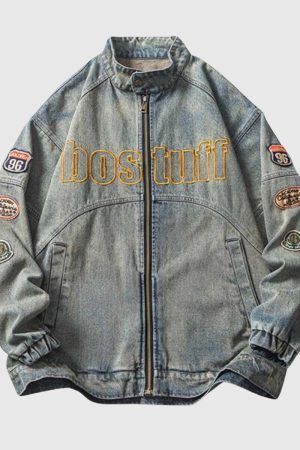 Style Core Aesthetics, New Style Trends Vintage Embroidered Denim Jacket