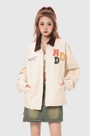 Style Core Aesthetics, New Style Trends Vintage Embroidered Dopamine Design Jacket