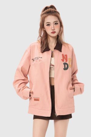Style Core Aesthetics, New Style Trends Vintage Embroidered Dopamine Design Jacket