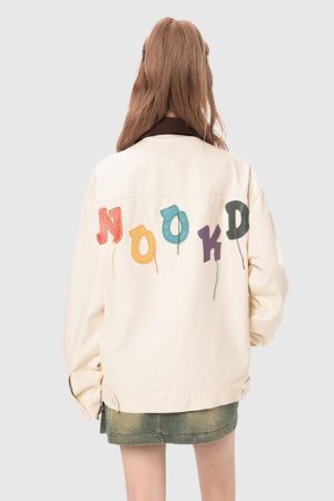 Style Core Aesthetics, New Style Trends Vintage Embroidered Dopamine Design Jacket