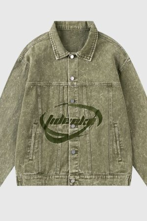 Style Core Aesthetics, New Style Trends Vintage Embroidered Washed Denim Jacket