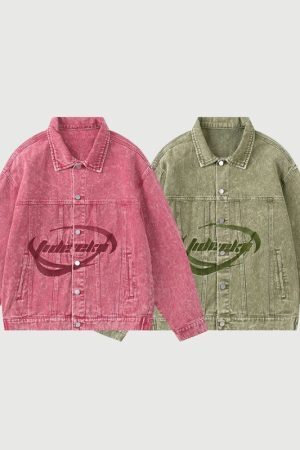 Style Core Aesthetics, New Style Trends Vintage Embroidered Washed Denim Jacket