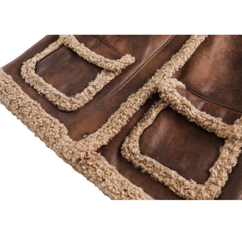 Style Core Aesthetics, New Style Trends Vintage Faux Shearling PU Leather Motorcycle Coat Style Core Aesthetics, New Style Trends Vintage Faux Shearling PU Leather Motorcycle Coat