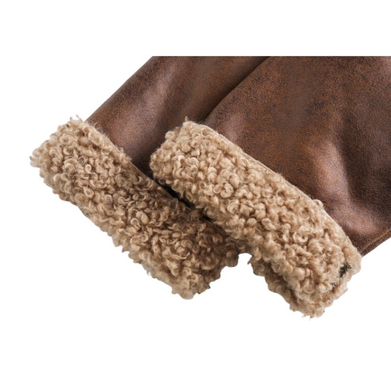 Style Core Aesthetics, New Style Trends Vintage Faux Shearling PU Leather Motorcycle Coat Style Core Aesthetics, New Style Trends Vintage Faux Shearling PU Leather Motorcycle Coat