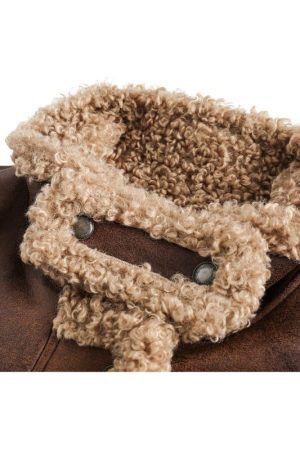 Style Core Aesthetics, New Style Trends Vintage Faux Shearling PU Leather Motorcycle Coat