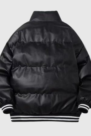 Style Core Aesthetics, New Style Trends Vintage Inspired PU Leather Padded Jacket