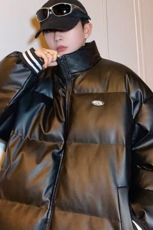 Style Core Aesthetics, New Style Trends Vintage Inspired PU Leather Padded Jacket
