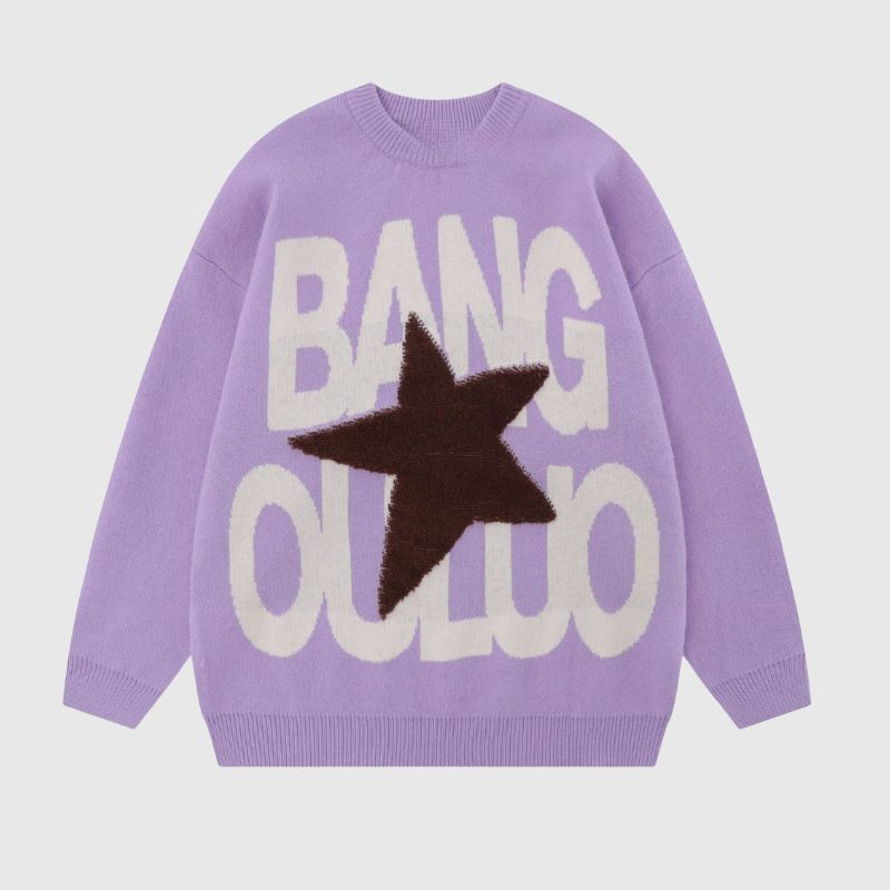 Style Core Aesthetics, New Style Trends Vintage Letter Embossed Thick Knit Sweater