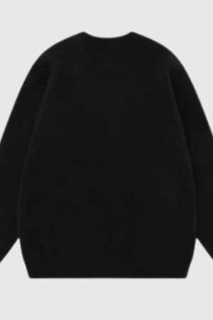 Style Core Aesthetics, New Style Trends Vintage Letter Embossed Thick Knit Sweater