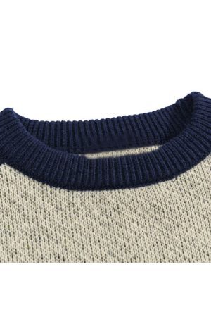 Style Core Aesthetics, New Style Trends Vintage Letter Patchwork Pullover