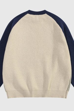 Style Core Aesthetics, New Style Trends Vintage Letter Patchwork Pullover