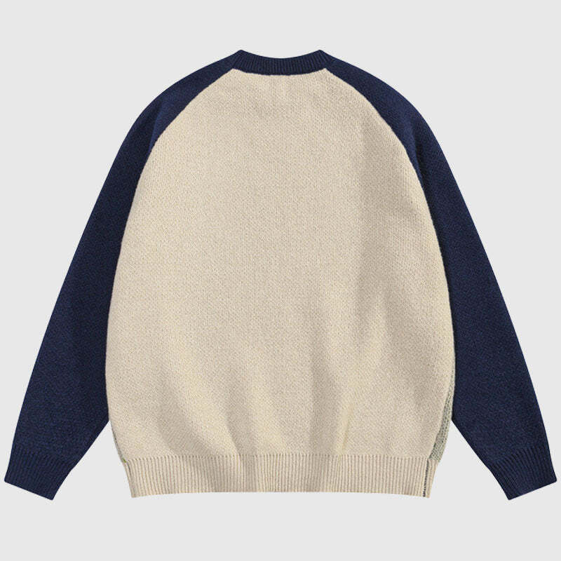 Style Core Aesthetics, New Style Trends Vintage Letter Patchwork Pullover Style Core Aesthetics, New Style Trends Vintage Letter Patchwork Pullover