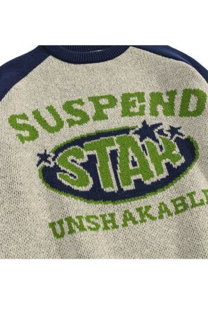 Style Core Aesthetics, New Style Trends Vintage Letter Patchwork Pullover