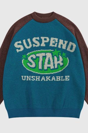 Style Core Aesthetics, New Style Trends Vintage Letter Patchwork Pullover