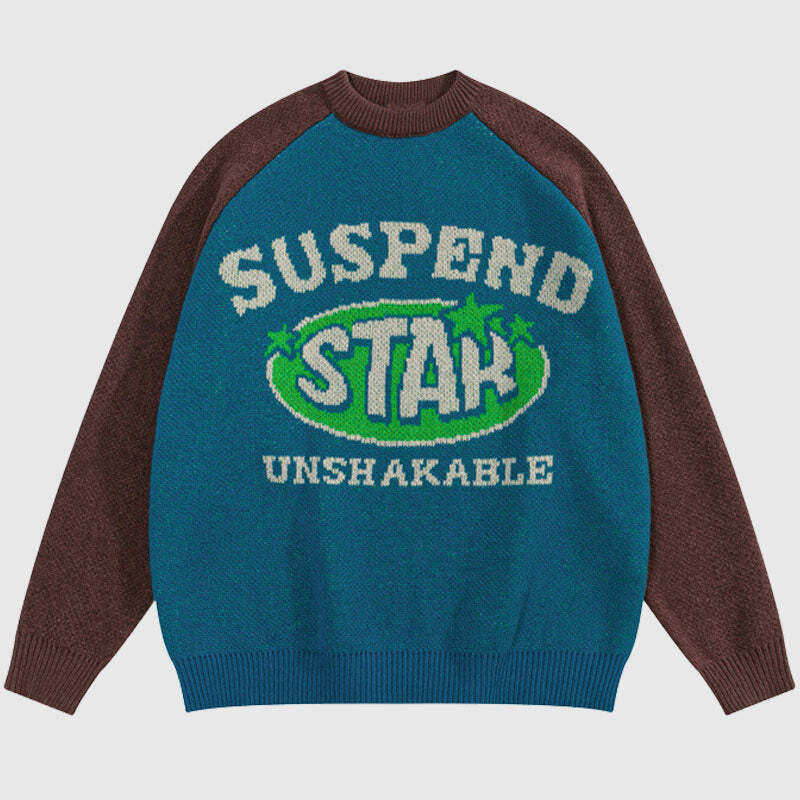 Style Core Aesthetics, New Style Trends Vintage Letter Patchwork Pullover Style Core Aesthetics, New Style Trends Vintage Letter Patchwork Pullover