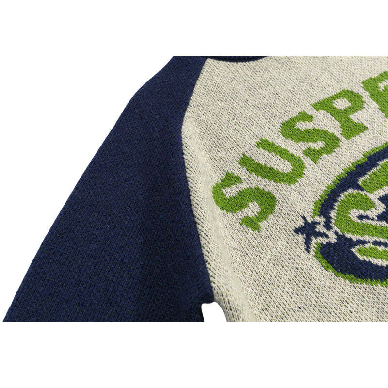 Style Core Aesthetics, New Style Trends Vintage Letter Patchwork Pullover Style Core Aesthetics, New Style Trends Vintage Letter Patchwork Pullover