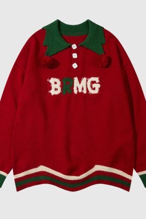 Style Core Aesthetics, New Style Trends Vintage Lettered Loose Lapel Sweater