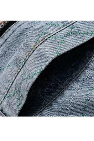 Style Core Aesthetics, New Style Trends Vintage Patchwork Denim Contrast Jacket