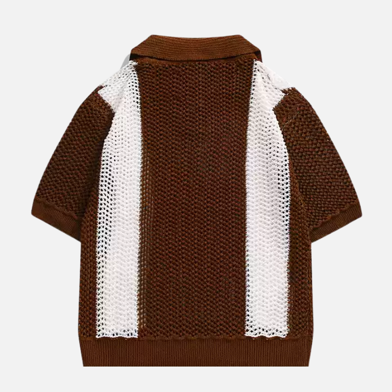 Style Core Aesthetics, New Style Trends Vintage Patchwork Knit Polo Style Core Aesthetics, New Style Trends Vintage Patchwork Knit Polo