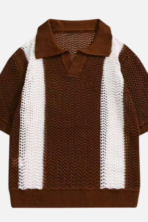 Style Core Aesthetics, New Style Trends Vintage Patchwork Knit Polo