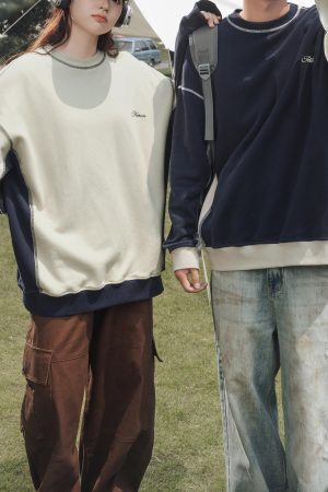 Style Core Aesthetics, New Style Trends Vintage  Patchwork Sweatshirt