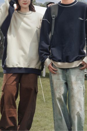 Style Core Aesthetics, New Style Trends Vintage  Patchwork Sweatshirt