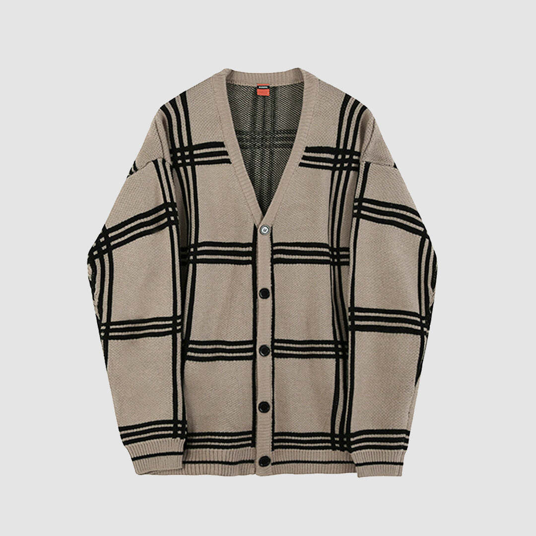 Style Core Aesthetics, New Style Trends Vintage Plaid Cardigan Sweater