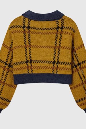 Style Core Aesthetics, New Style Trends Vintage Plaid Knit Crop Top