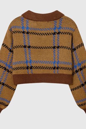 Style Core Aesthetics, New Style Trends Vintage Plaid Knit Crop Top