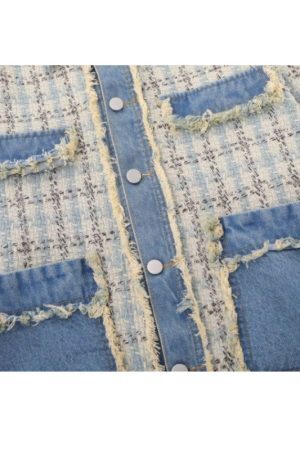 Style Core Aesthetics, New Style Trends Vintage Plaid Patchwork Edged Jacket