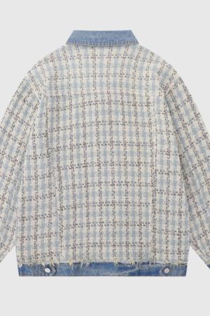 Style Core Aesthetics, New Style Trends Vintage Plaid Patchwork Edged Jacket