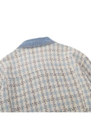 Style Core Aesthetics, New Style Trends Vintage Plaid Patchwork Edged Jacket