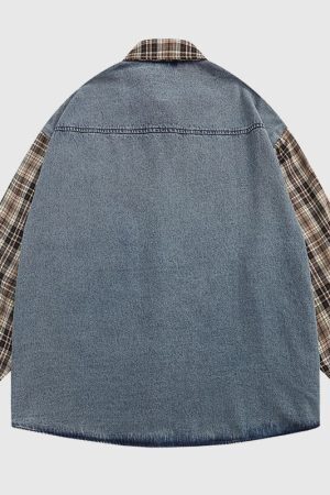 Style Core Aesthetics, New Style Trends Vintage Plaid Patchwork Shirts