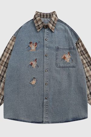 Style Core Aesthetics, New Style Trends Vintage Plaid Patchwork Shirts