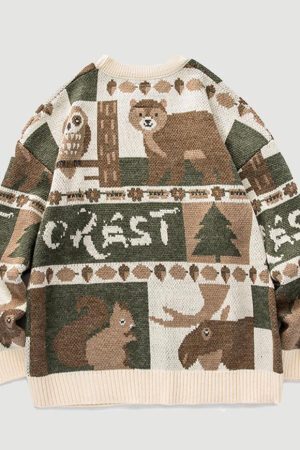 Style Core Aesthetics, New Style Trends Vintage Print Knitted Sweater