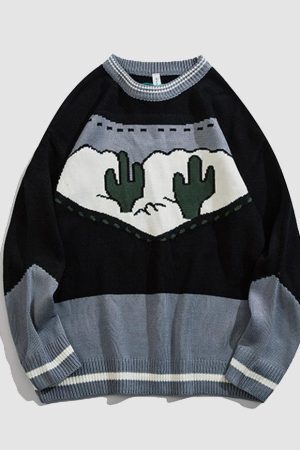 Style Core Aesthetics, New Style Trends Vintage Print Sweater