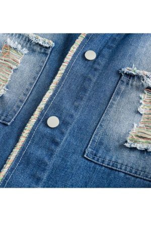 Style Core Aesthetics, New Style Trends Vintage Raw Edge Denim Jacket