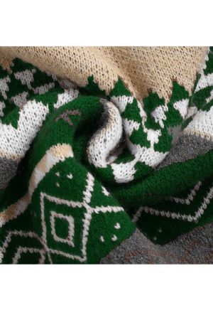 Style Core Aesthetics, New Style Trends Vintage Round Neck Diamond Pattern Sweater