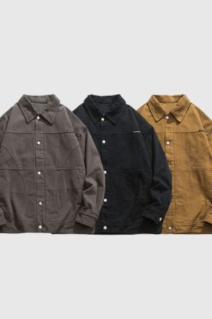 Style Core Aesthetics, New Style Trends Vintage Solid Cargo Jacket