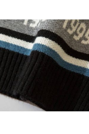 Style Core Aesthetics, New Style Trends Vintage Star Print Striped Sweater