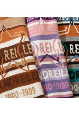 Style Core Aesthetics, New Style Trends Vintage Star Print Striped Sweater