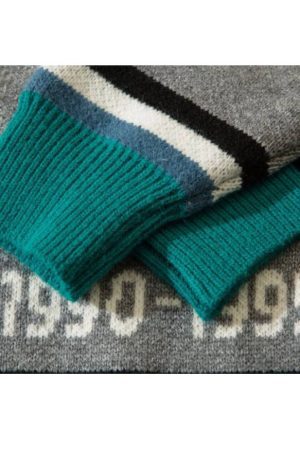 Style Core Aesthetics, New Style Trends Vintage Star Print Striped Sweater