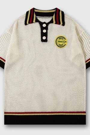 Style Core Aesthetics, New Style Trends Vintage Stripe Collar Polo Tee