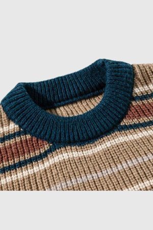 Style Core Aesthetics, New Style Trends Vintage Striped Knit Sweater