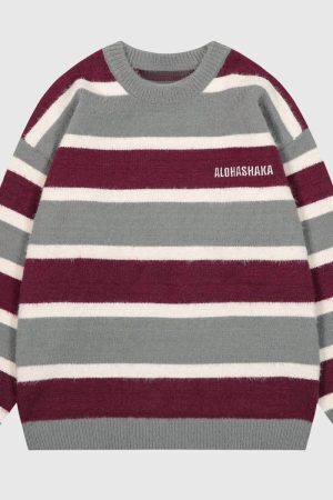 Style Core Aesthetics, New Style Trends Vintage Striped Knit Sweater