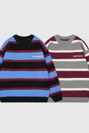 Style Core Aesthetics, New Style Trends Vintage Striped Knit Sweater